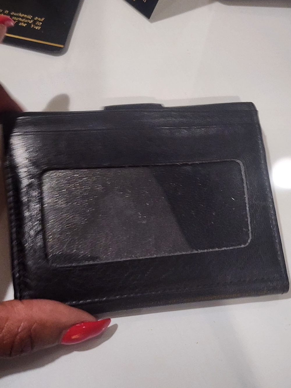Vintage Yves Saint Laurent Black Compact Leather Women's Wallet with Gold Button - Picture 5 of 11